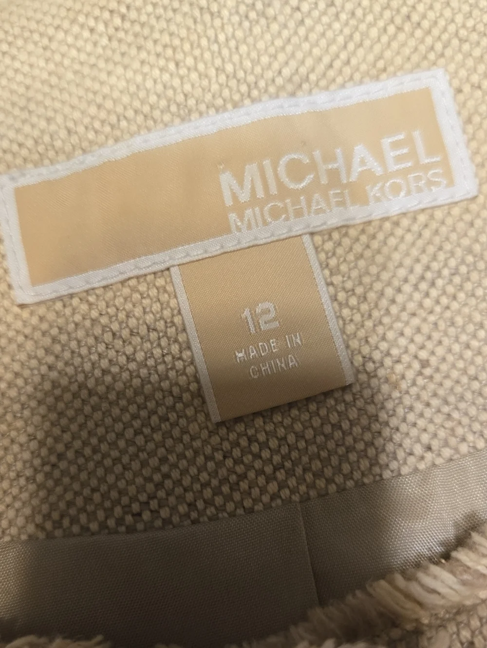 Michael Kors Beige Fringe-Trim Tweed Jacket